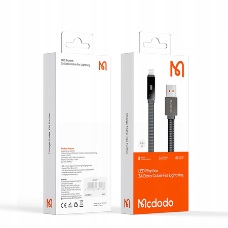 MCDODO ŁADOWARKA KABEL USB LIGHTNING SZYBKIEGO ŁADOWANIA DO IPHONE 1M LED