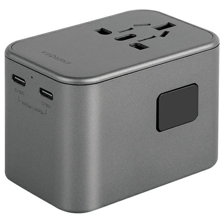 ENERGEA ład. siec. 1xUSB+2xUSB-CPD-PPS-QC 3.0 65W 1A2C adapter 4w1 US/UA/EU/UK szary/gunmetal Travelworld Adapter GaN65W
