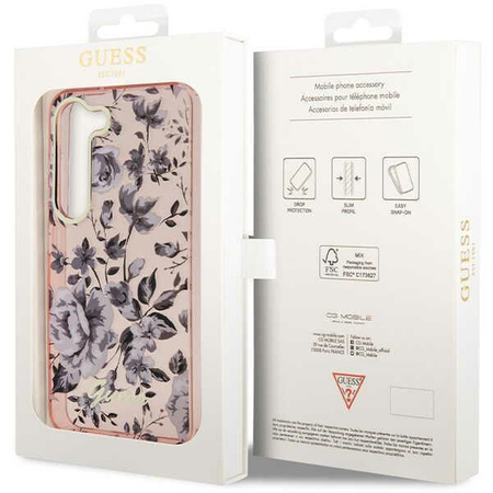 Etui Guess GUHCS23MHCFWSP S23+ S916 - różowe Flower Collection