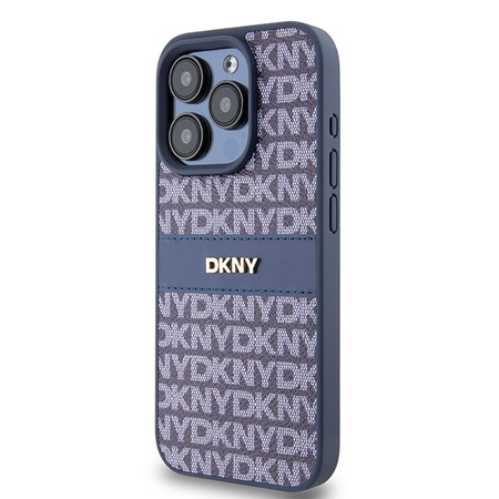 DKNY POKROWIEC SKÓRZANY DO IPHONE 15 PRO 6.1 MONO STRIPE Z LOGO METALOWYM