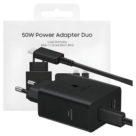 Ład. siec. Samsung EP-T5020XBEGEU PD 50W+ kabel USB-C/USB-C 5A 1.8m Super Fast Charge czarny/black