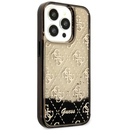 Etui Guess GUHCP14LLC4PSGK na iPhone 14 Pro - czarne Liquid Glitter 4G Transculent