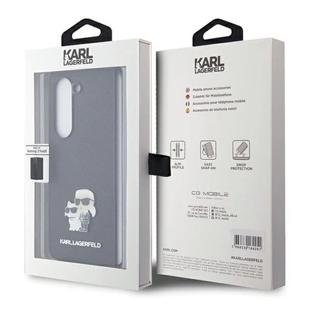 Etui Karl Lagerfeld Saffiano Karl&Choupette Pin na Samsung Galaxy Z Fold 5 - czarne
