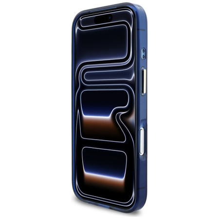 Etui Guess IML Script Metal MagSafe do   iPhone 17 Pro niebieski