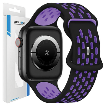 BELINE PASEK DO APPLE WATCH 42 44 45 49MM SPORT SILIKONOWY CZARNY FIOLETOWY