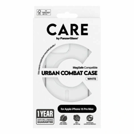 Etui CARE by PanzerGlass Urban Combat Case MagSafe na iPhone 15 Pro Max - białe