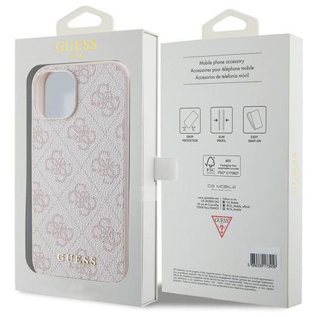 Etui Guess 4G Metal Gold Logo na iPhone 15 - różowe