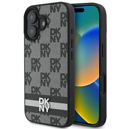 DKNY ETUI HARDCASE DO IPHONE 16 6.1 WZÓR CHECKERED STRIPES WYSOKIEJ JAKOŚCI