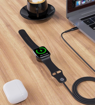 Ładowarka bezprzewodowa Choetech T319 MFI o mocy 5W, do Apple Watch + kabel USB-C - czarna