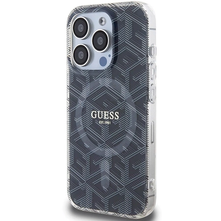 Etui Guess IML GCube MagSafe na iPhone 15 Pro - czarne