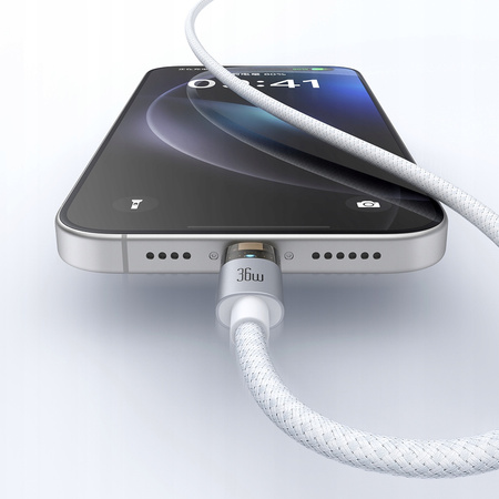 MCDODO KABEL USB-C SZYBKIE ŁADOWANIE DO IPHONE LIGHTNING 36W 1M LED BIAŁY