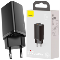 Baseus GaN2 Lite szybka ładowarka sieciowa 65W USB / USB Typ C Quick Charge 3.0 Power Delivery (azotek galu) czarny (CCGAN2L-B01)