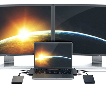 Adapter do komputera CO2, Hub 7w1 do Apple, do MacBook Pro / Air Retina, space gray