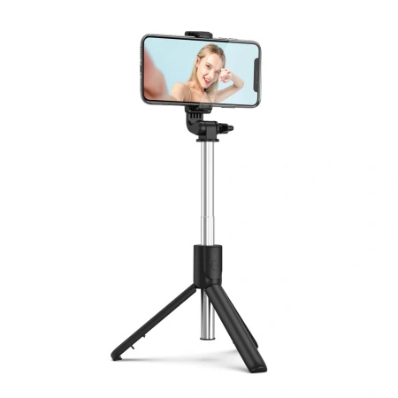 HURTEL SELFIE STICK TELESKOPOWY TRIPOD DO TELEFONÓW 0.7M CZARNY KOMPAKTOWY