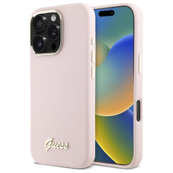 GUESS POKROWIEC SILIKONOWY HARDCASE DO IPHONE 16 PRO 6.3 Z METALOWYM LOGO