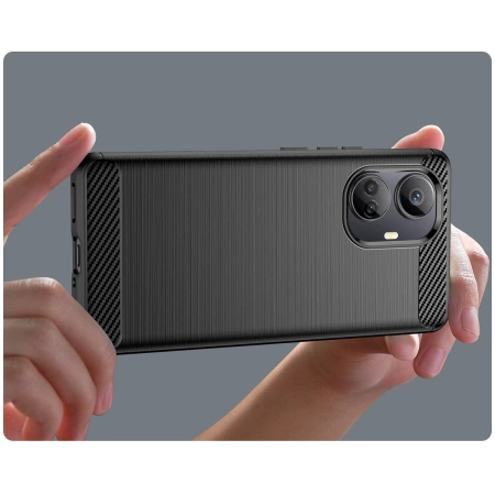 Carbon Case etui do Realme 10 Pro+ elastyczny silikonowy karbonowy pokrowiec czarne