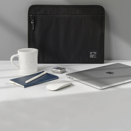 Ringke Smart Zip Pouch uniwersalne etui na laptopa tablet (do 13'') podstawka torba organizer beżowy