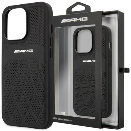 AMG AMHCP13MOSDBK iPhone 13 6.1" czarny/black hardcase Leather Curved Lines