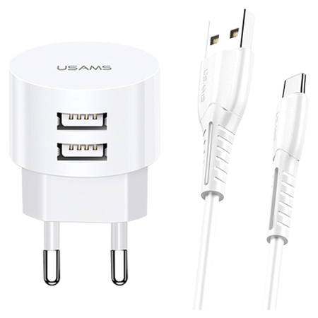 USAMS ŁADOWARKA 2xUSB 2,1A DO TELEFONÓW SZYBKA ŁADOWARKA Z DODATKOWYM USB-C