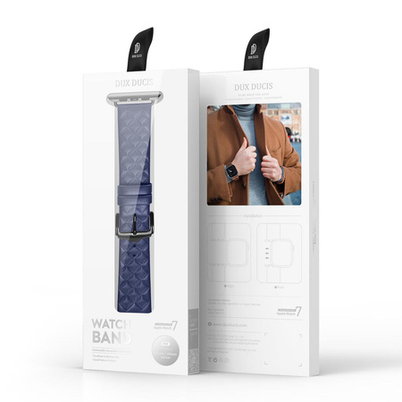 Dux Ducis Strap skórzany pasek do Watch 7 / 6 / 5 / 4 / 3 / 2 / SE (41 / 40 / 38mm) opaska bransoleta bransoletka z naturalnej skóry niebieski (Enland Version)