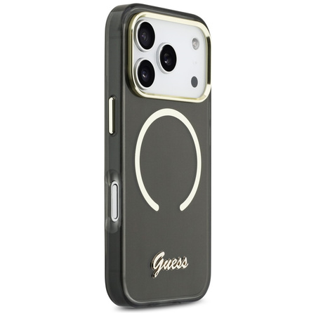 Etui Guess IML Script Metal MagSafe do   iPhone 17 Pro Max czarny