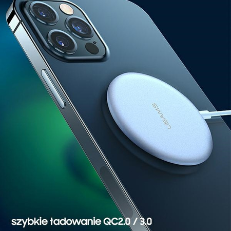 USAMS ŁADOWARKA INDUKCYJNA MAGNETYCZNA DO IPHONE 12 SERIES 15W ALUMINIOWA