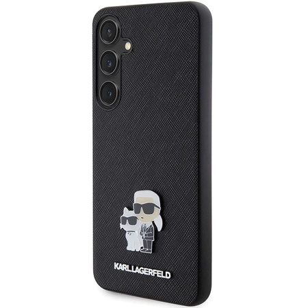 Etui Karl Lagerfeld Saffiano Karl&Choupette Metal Pin na Samsung Galaxy S24+ - czarne