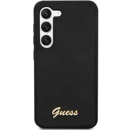 Etui Guess GUHCS23MSLSMK S23+ S916 - czarne Silicone Vintage Gold Logo