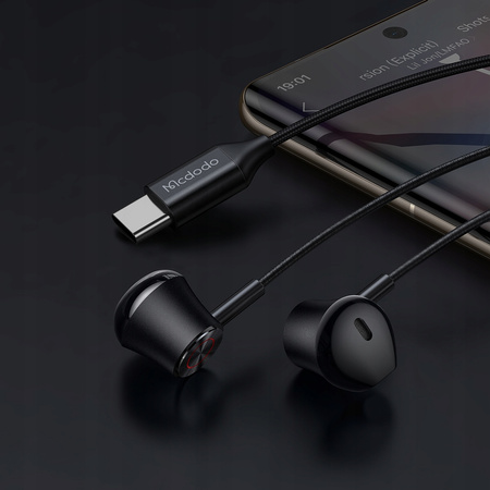 MCDODO WIRED HEADPHONES USB-C WITH MICROPHONE IN-EAR WITH DAC TO PHONE