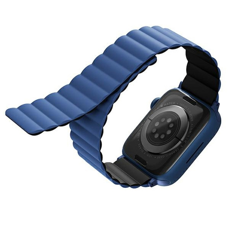 UNIQ pasek Revix Apple Watch Series1/2/3/4/5/6/7/8/9/SE/SE2/Ultra/Ultra 2 42/44/45/49mm. Reversible Magnetic czarny-niebieski/black-blue
