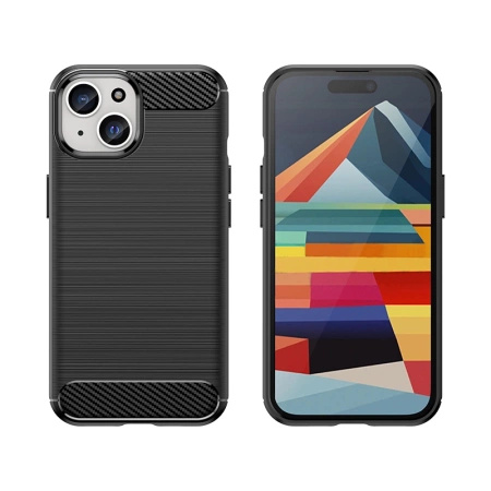 Elastyczne etui Carbon Case z wzorem karbon do iPhone 15 - niebieskie