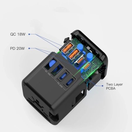 TECH-PROTECT ADAPTER PRZEJŚCIÓWKA TA200 DO EU UK US AU CZARNY