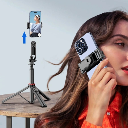 HURTEL SELFIE STICK 1.3M DO TELEFONÓW TELESKOPOWY TRIPOD ZUCHWYT NA TELEFON