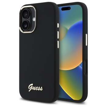 Guess GUHCP16SSMBSLK iPhone 16 6.1" czarny/black hardcase Silicone Script Metal Logo & Frame