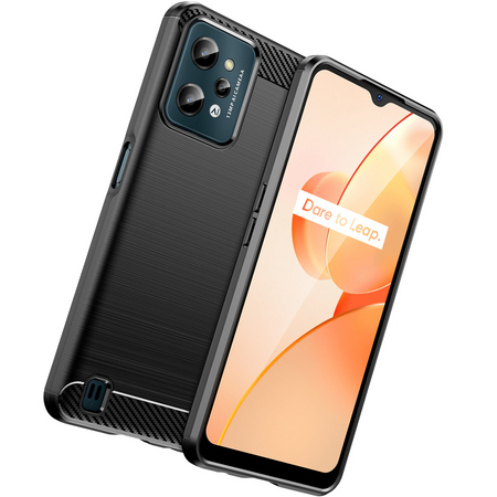 Carbon Case etui Realme C31 elastyczny silikonowy karbonowy pokrowiec czarne