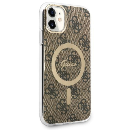 Etui Guess GUHMN61H4STW na iPhone 11 - brązowe 4G MagSafe
