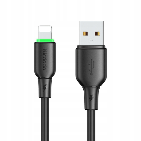 MCDODO ŁADOWARKA KABEL USB LIGHTNING SZYBKIEGO ŁADOWANIA DO IPHONE 1M LED CZARNY