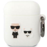 Etui Karl Lagerfeld KLACA2SILKCW na AirPods 1/2 - białe Silicone Karl&Choupette