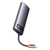 Baseus Metal Gleam Series stacja dokująca HUB 6 w 1 USB Typ C - 1 x HDMI / 3 x USB 3.2 Gen. 1 / 1 x Power Delivery / 1 x VGA szary (WKWG030013)