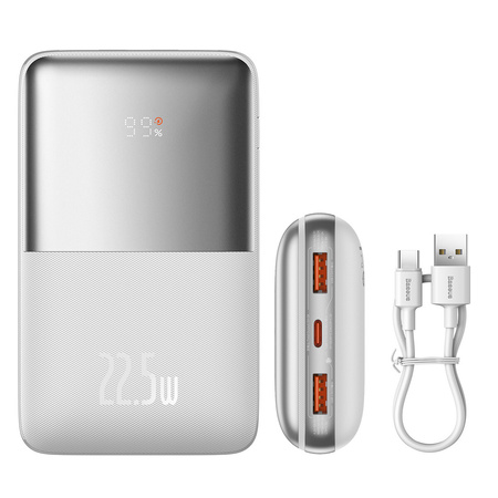 Powerbank Baseus Bipow Pro 20000mAh 22.5W biały z kablem USB Typu A - USB Typu C 3A 0.3m (PPBD040302)