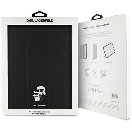 Karl Lagerfeld KLFC13PM24SAKCK iPad Pro  13 2024 Book Cover czarny/black Saffiano Magnetic Karl &Choupette