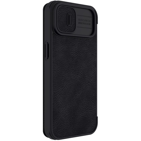 Nillkin Qin Leather Pro Case etui iPhone 14 Plus osłona na aparat kabura pokrowiec obudowa z klapką czarny