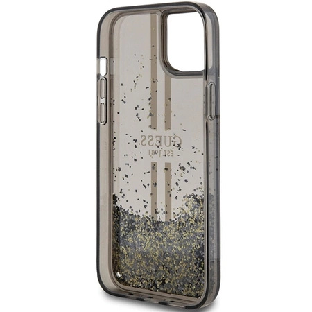 Etui Guess Liquid Glitter Gold Stripes na iPhone 15 / 14 / 13 - czarne