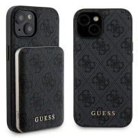 Zestaw Guess GUBPM5P15S4GEMGK iPhone15 6.1 hardcase + Powerbank 5000mAh MagSafe czarny/black 4G Metal Logo