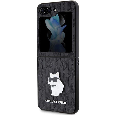 Etui Karl Lagerfeld Saffiano Monogram Choupette Pin na Samsung Galaxy Z Flip 5 - czarne