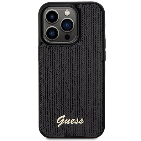 Etui Guess Sequin Script Metal na iPhone 13 Pro / 13 - czarne