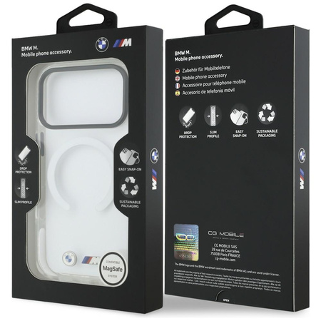Etui BMW M IML Shockproof Metal Logos    MagSafe do iPhone 17 Pro przezroczysty