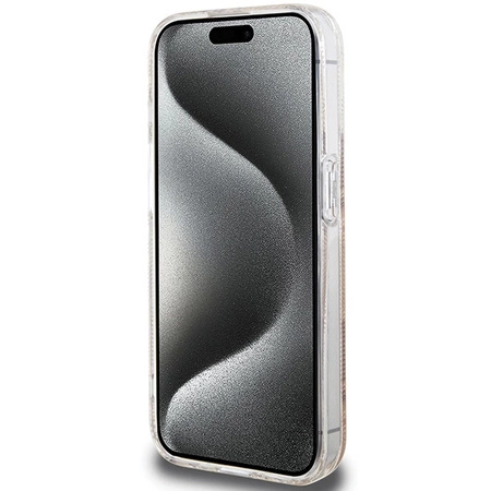 Etui Guess IML GCube MagSafe na iPhone 15 Pro - brązowe