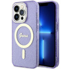 Etui Guess GUHMP14LHCMCGU na iPhone 14 Pro purpurowy/purple hardcase Glitter Gold MagSafe