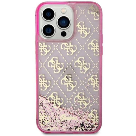 Etui Guess GUHCP14LLC4PSGP na iPhone 14 Pro - różowe Liquid Glitter 4G Transculent